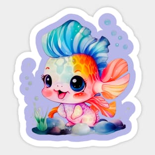 Cute, happy baby fish design Sticker